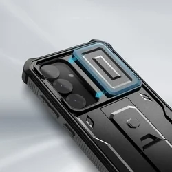 Telefontok Samsung Galaxy S25 - Tech- Protect Kevlar Pro- átlátszó előlap + plexi fekete hátlapi 360°-os tok , kitámasztható-1