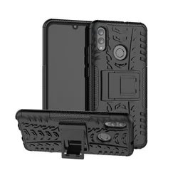 Telefontok Honor 8A - Defender ütésálló, kitámasztható fekete szilikon tok-2