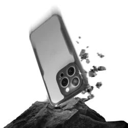 iPhone 15 telefontok - fekete / átlátszó ütésálló hátlap tok-2