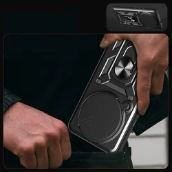 Telefontok Xiaomi Poco X7 5G - Camshield - fekete szilikon tok, kitámasztó ujjgyűrűvel, csúsztatható kameravédővel-4