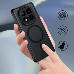 Xiaomi Redmi Note 14 Pro+ 5G telefontok - Tech-Protect Magmat MagSafe kompatibilis áttetsző műanyag hátlap tok, fekete szilikon kerettel-2