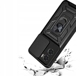 Xiaomi Poco X7 Pro 5G telefontok - Camshield - fekete szilikon tok, kitámasztó ujjgyűrűvel, csúsztatható kameravédővel ﻿-1
