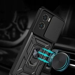 Xiaomi Poco X7 Pro 5G telefontok - Camshield - fekete szilikon tok, kitámasztó ujjgyűrűvel, csúsztatható kameravédővel ﻿-3