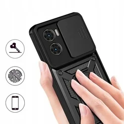 Xiaomi Poco X7 Pro 5G telefontok - Camshield - fekete szilikon tok, kitámasztó ujjgyűrűvel, csúsztatható kameravédővel ﻿-2