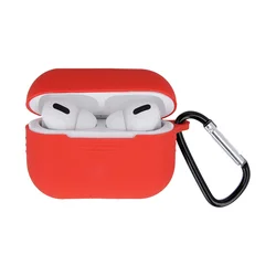 AirPods 4 tartó - piros szilikon tok, karabinerrel ﻿-1