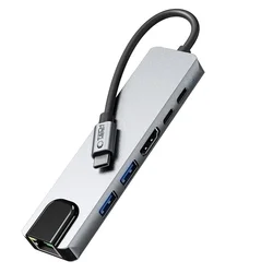Tech- Protect HB02 HUB adapter - 6in1 porttal, Type-C / 2x USB / HDMI 4K / RJ45 / PD100W szürke adapter-3