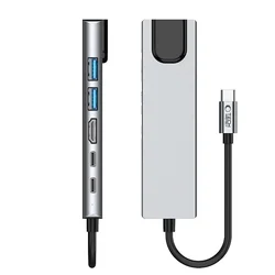 Tech- Protect HB02 HUB adapter - 6in1 porttal, Type-C / 2x USB / HDMI 4K / RJ45 / PD100W szürke adapter-4