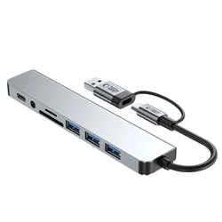Tech- Protect HB06 HUB - 8in1 porttal, Type-C / 2x USB / SD-TF / jack szürke adapter-2