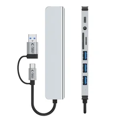 Tech- Protect HB06 HUB - 8in1 porttal, Type-C / 2x USB / SD-TF / jack szürke adapter-3