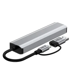 Tech- Protect HB03 HUB adapter - 5in1 porttal, Type-C / 3x USB / Type-C (USB-C) / RJ45 / PD100W szürke adapter-2