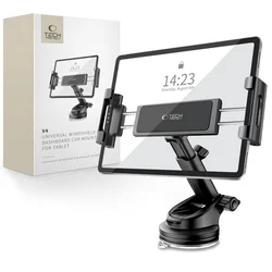 Tech- Protect V4 - univerzális szélvédőre/műszarfalra rögzíthető 360°-ban elforgatható, fekete tablet tartó-6