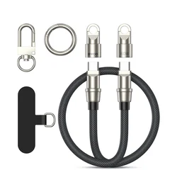 BWOO X310 - 2in1 tokba helyezhető csuklópánt és Type-C / Type-C (USB-C) szövetkábel - fekete, 30cm-3