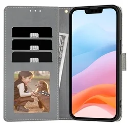 iPhone 16e telefontok - ráhajtófüles tavaszi virág mintás könyvtok-1