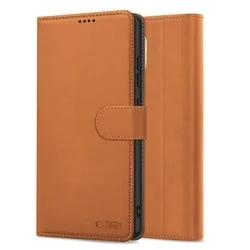 iPhone 16e telefontok - Tech- Protect Wallet - barna bőr könyvtok, ráhajtófüllel ﻿-1