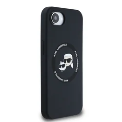 Telefontok iPhone 16e - Karl Lagerfeld és Choupette - MagSafe kompatibilis fekete hátlap tok-3