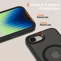 iPhone 16e telefontok - Tech-Protect Magmat - MagSafe kompatibilis áttetsző műanyag hátlap tok, fekete szilikon kerettel-1