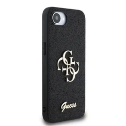 Telefontok iPhone 16e - Guess Fixed Glitter 4G Metal Logo - fekete hátlap tok-3