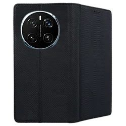 Honor Magic7 Pro telefontok - fekete mágneses szilikon keretes könyvtok-2