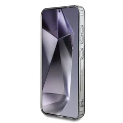 Samsung Galaxy S25 telefontok - Guess Classic Logo strasszokkal - fekete átlátszó MagSafe kompatibilis hátlap tok-6