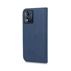Motorola Moto E14 telefontok - Smart Magnetic kék szilikon keretes mágneses könyvtok-2