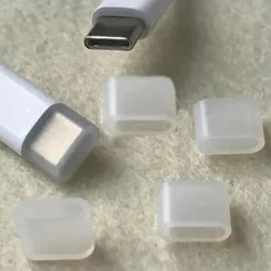 Porvédő kupak - Type-C (USB-C) csatlakozóra - fehér/áttetsző, szilikon (5db)-1