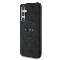 Samsung Galaxy S25 telefontok - Guess 4G Colored Classic Logo - fekete mintás MagSafe kompatibilis hátlap tok-1