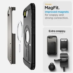 Telefontok iPhone 16e - SPIGEN TOUGH ARMOR MAGSAFE gunmetal szürke tok-9