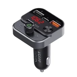 Transzmitter: Bluestar AutoStream BT84B - USB-s autós FM/Bluetooth transzmitter + USB / Type-C (USB-C) autós töltő, fekete, 30W-3
