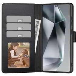 Samsung Galaxy A56 5G telefontok - Tech- Protect Wallet - fekete bőr könyvtok, ráhajtófüllel ﻿-1