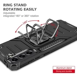 Samsung Galaxy A36 5G telefontok - Nitro Ring Armor - fekete gyűrűs, kitámasztható, ütésálló műanyag hátlaptok ﻿-3