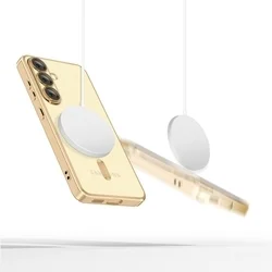 Samsung Galaxy A56 5G telefontok - Tech-Protect Magflex - MagSafe kompatibilis átlátszó hátlap tok, arany szilikon kerettel-1