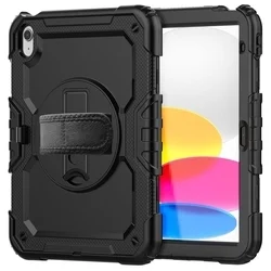 Tablettok iPad 2025 11 coll (iPad 11) - SOLID360 ütésálló, kitámasztható, fekete tablet tok-10
