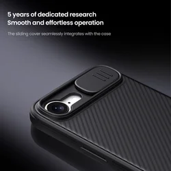 Telefontok iPhone 16e - Nillkin csúsztatható kameravédős fekete hátlap tok-2