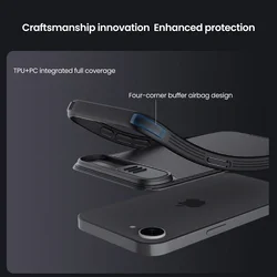Telefontok iPhone 16e - Nillkin csúsztatható kameravédős fekete hátlap tok-4
