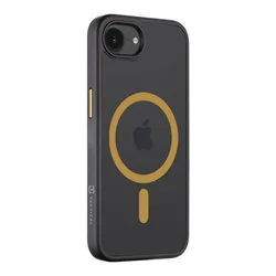 Telefontok Tactical MagForce - iPhone 16e - MagSafe kompatibilis áttetsző fekete/sárga műanyag hátlap tok-1