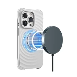 iPhone 15 Pro telefontok - Pastel Wave - MagSafe kompatibilis fehér szilikon hátlap tok-4