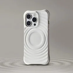 iPhone 16 Pro telefontok - Pastel Wave - MagSafe kompatibilis fehér szilikon hátlap tok-5