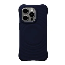 iPhone 15 Pro telefontok - Pastel Wave - MagSafe kompatibilis kék szilikon hátlap tok-1