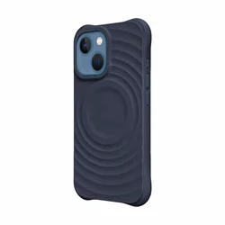 iPhone 14 telefontok - Pastel Wave - MagSafe kompatibilis szürkéskék szilikon hátlap tok-3