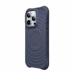 iPhone 14 Pro telefontok - Pastel Wave - MagSafe kompatibilis szürkéskék szilikon hátlap tok-3