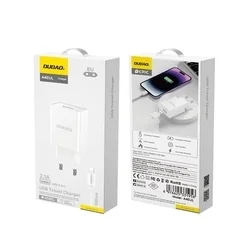 Dudao A4EUL - fehér hálózati töltőfej, 2,1A + USB / Lightning kábel-4