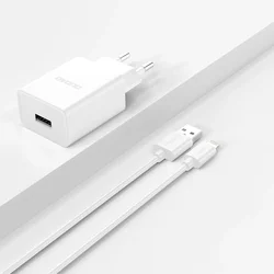 Dudao A4EUL - fehér hálózati töltőfej, 2,1A + USB / Lightning kábel-2