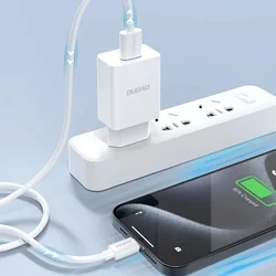 Dudao A4EUL - fehér hálózati töltőfej, 2,1A + USB / Lightning kábel-3