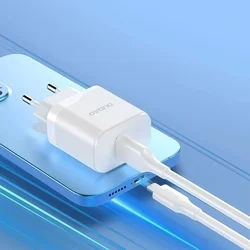 Dudao A20EUL - fehér hálózati töltőfej, 18W + USB / Lightning kábel-4