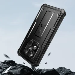 Xiaomi Poco X7 5G telefontok - Tech- Protect Kevlar Pro - átlátszó előlap + plexi fekete hátlapi 360°-os tok, kitámasztható-1
