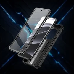 Xiaomi Poco X7 5G telefontok - Tech- Protect Kevlar Pro - átlátszó előlap + plexi fekete hátlapi 360°-os tok, kitámasztható-2