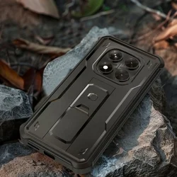 Xiaomi Poco X7 5G telefontok - Tech- Protect Kevlar Pro - átlátszó előlap + plexi fekete hátlapi 360°-os tok, kitámasztható-5