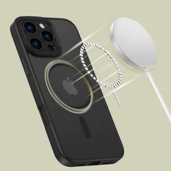 Telefontok iPhone 16 Pro - MagSafe kompatibilis áttetsző műanyag hátlap tok, fekete szilikon kerettel, kameravédővel-3