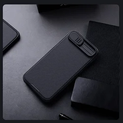 Telefontok iPhone 16e - Nillkin csúsztatható kameravédős fekete hátlap tok, beépített mágnessel-8