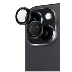 iPhone 16 Plus - Metal - üveg, kameralencse védőkeret - fekete-1
